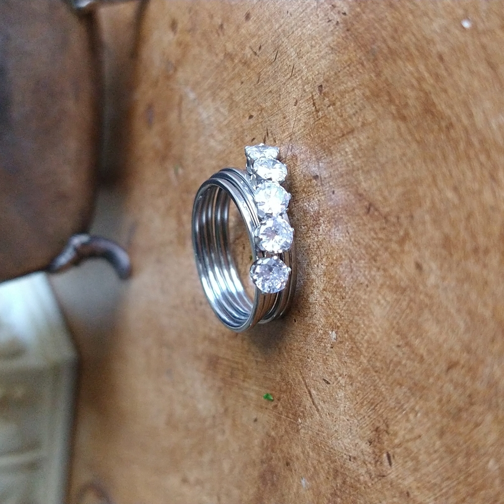 Nadri White Rhodium rings sz 6